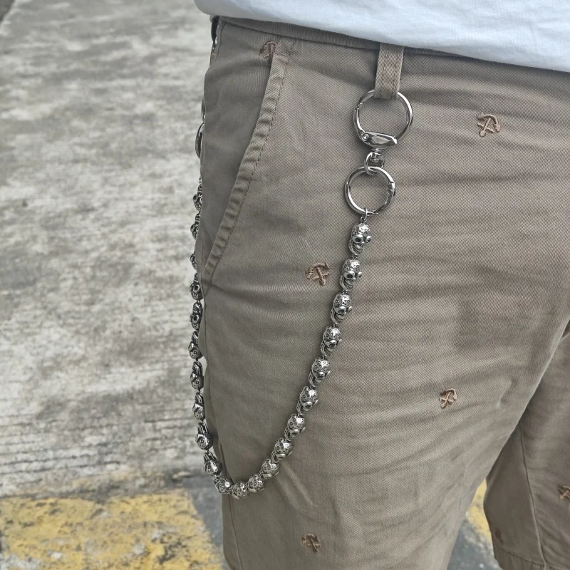 2025 New Model Y2K Green Eyes Skull Pants Chain Hip Hop Punk Men And Women One's Waist Luxury Accessories Gothic Key Chain