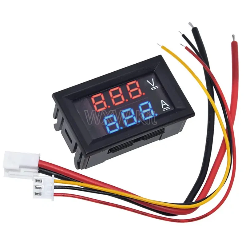 DC 0-100V 10A Digital Voltmeter Ammeter Dual Display Voltage Detector Current Meter Panel Amp Volt Gauge 0.28" Red Blue LED
