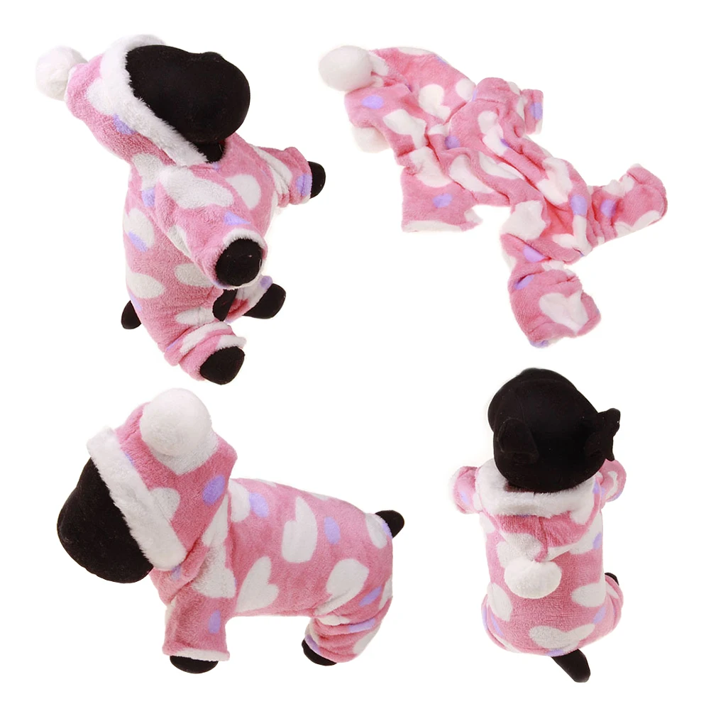 

Warm Pet Puppy Hoodies Dog Winter Clothes Small Dogs Cute Heart Design Comfortable Outdoor Wear Easy On Red Pink S M L Size