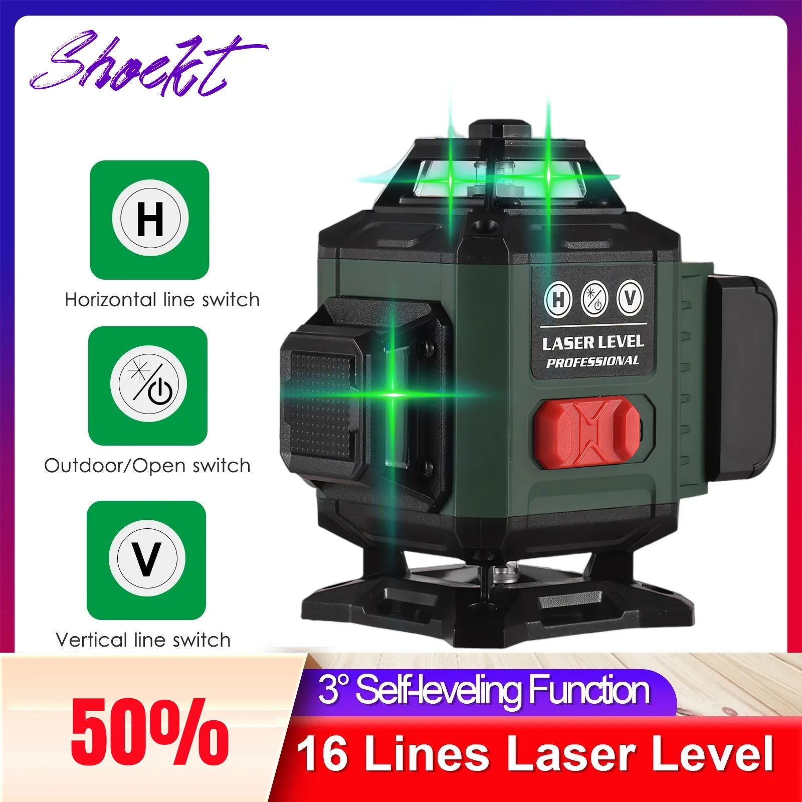 Advanced Self-Leveling Laser Level 360 Self-leveling Effortless Alignment for Precise Measurements Professional Grade Laser Vert