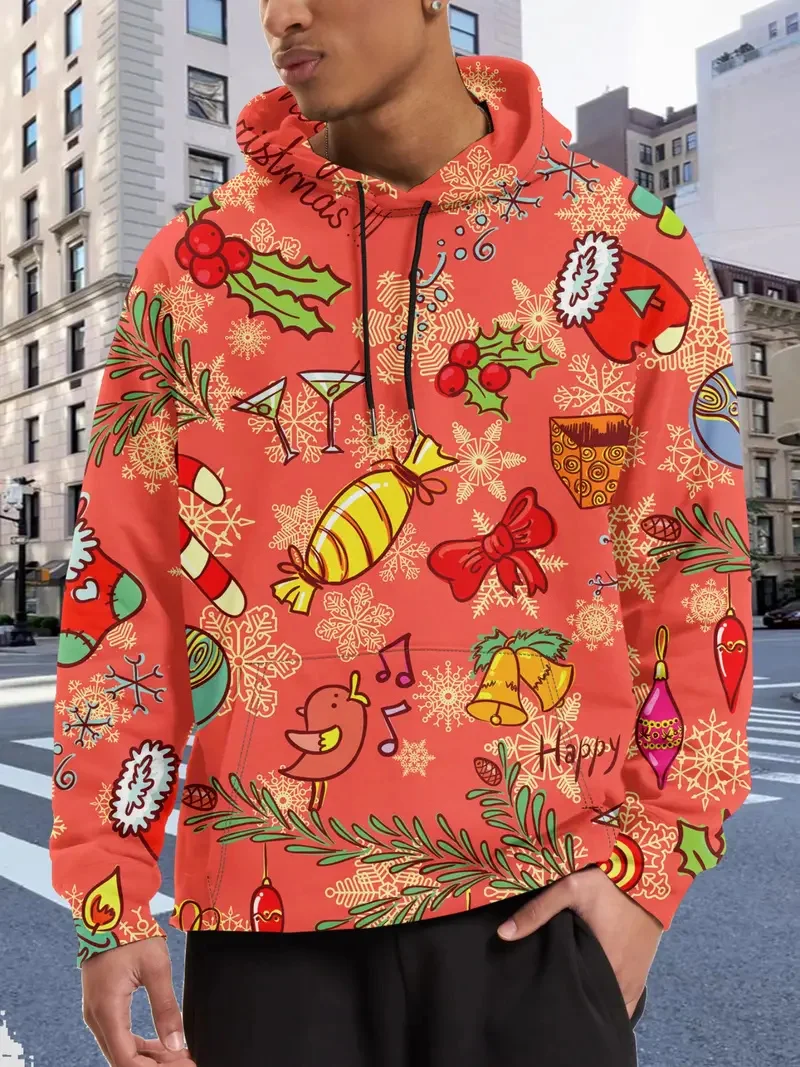 

Christmas Candy Graphic Men's Hoodies 3D Print Loose Long Sleeve Hooded Clothes Fashion Creative Casual Comfortable Man Pullover