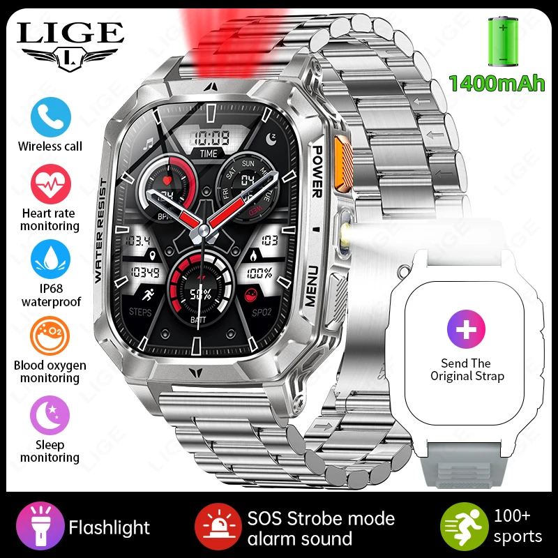 Durable Smartwatch with 1400mAh Battery and IP68 Waterproof