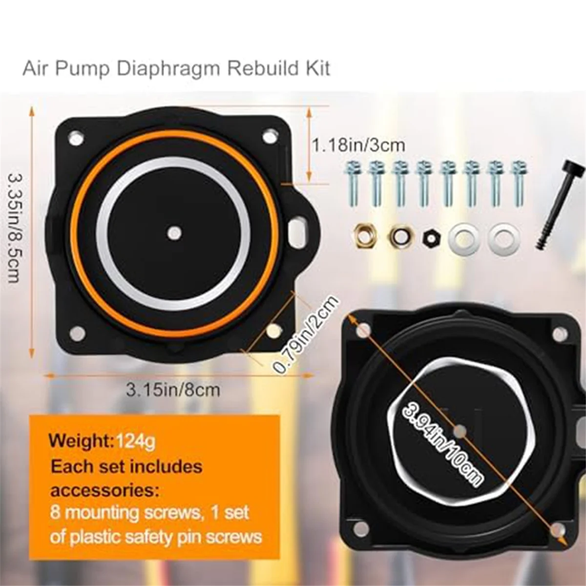 2 Air Pump Rebuild Kit Compatible with Hi Blow HP60/ HP-80 Aerators, Includes 4 Diaphragms, Screws and Safety Pins