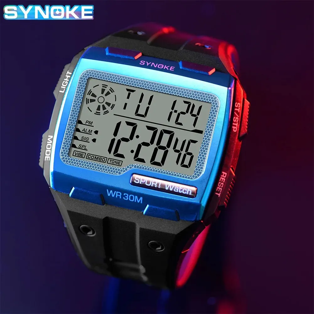 SYNOKE Digital Watch For Men Big Numbers Easy to Read 3ATM Water Resistant Men Digital Watch Outdoor Sports Luminous Function