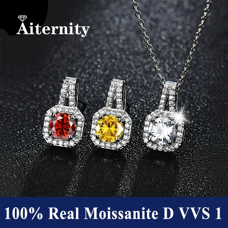 

Ожерелье с подвеской из 100% настоящего муассанита, цвет D, 1 карат, сертификат GRA для женщин, свадебное серебро S925, ювелирные украшения