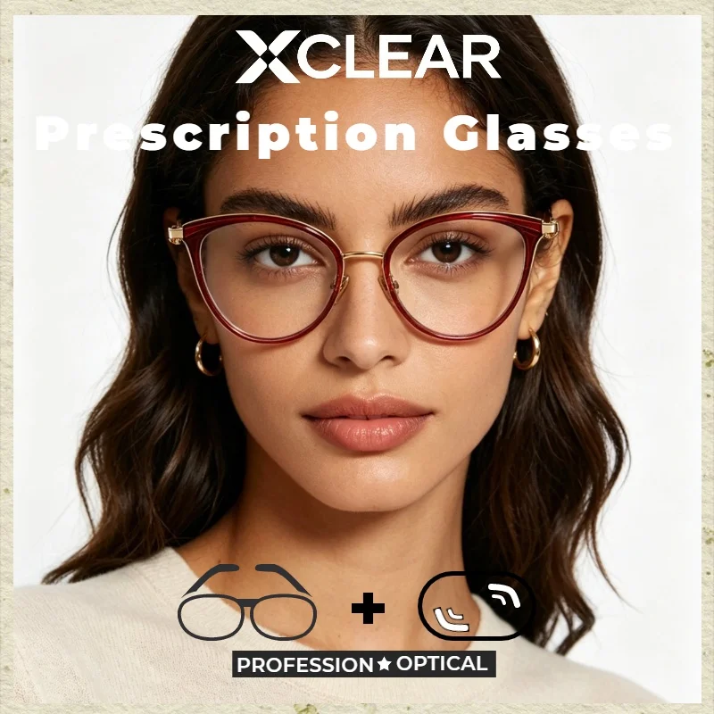 

Xclear Oval Frame Retro Versatile Myopia Prescription Glasses New Design High Quality Anti Blue Ray Progressive Optical Eyeware