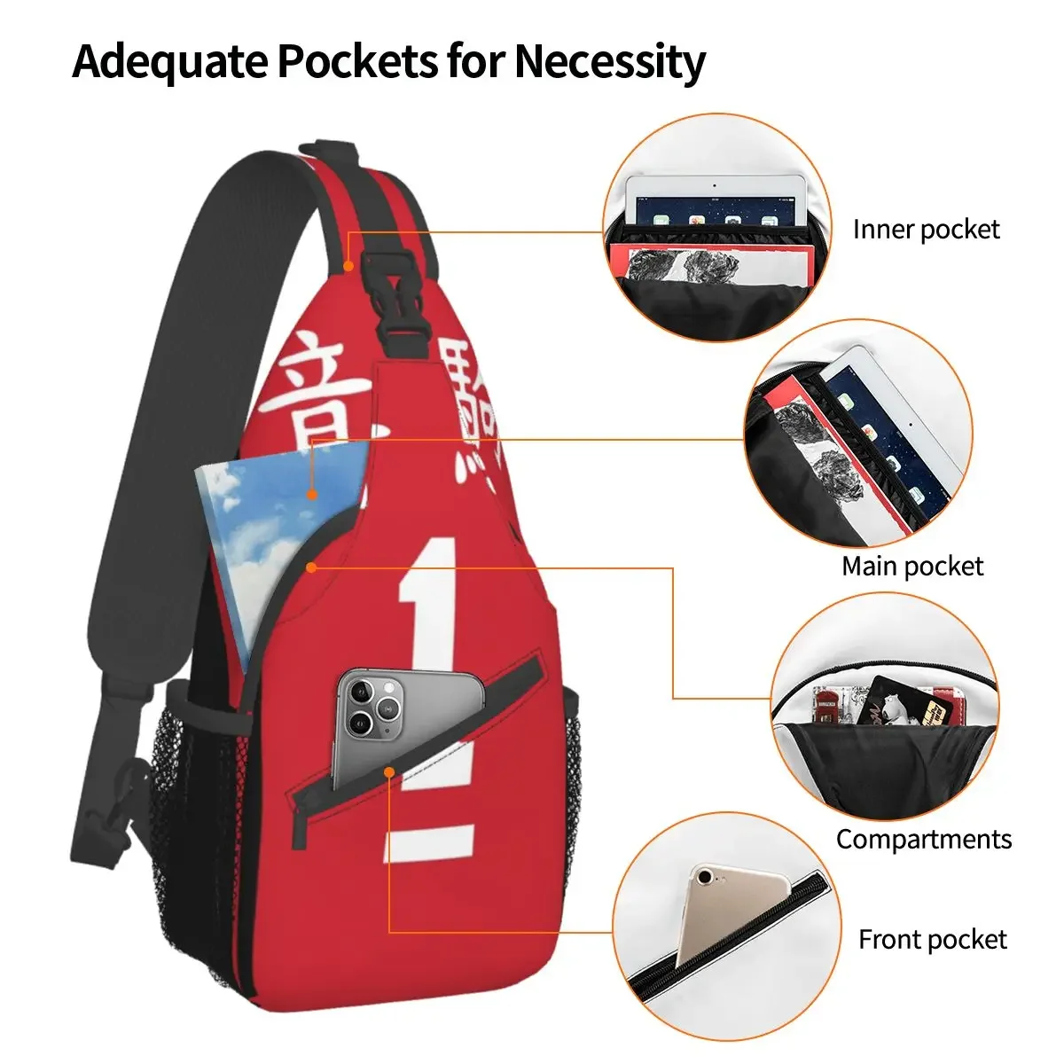 Kuroo's Jersey Haikyuu Crossbody Sling Bag Small Chest Bag anime japan Shoulder Backpack Daypack Hiking Outdoor Biking Satchel