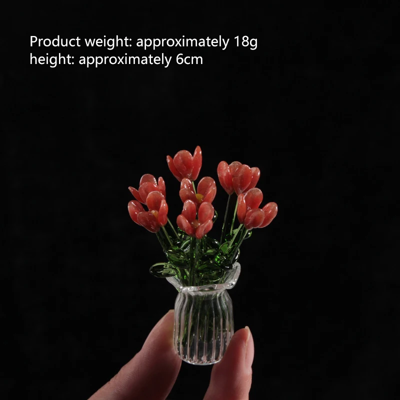 Handgemaakte glazen kleine bloemen, glazen simulatieboeket, verse bloemarrangement, eeuwigdurende bloemdecoratie voor op het bureau