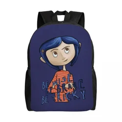 Custom Coraline Horror Film Backpack for Women Men School College Student Bookbag Fits 15 Inch Laptop Bags