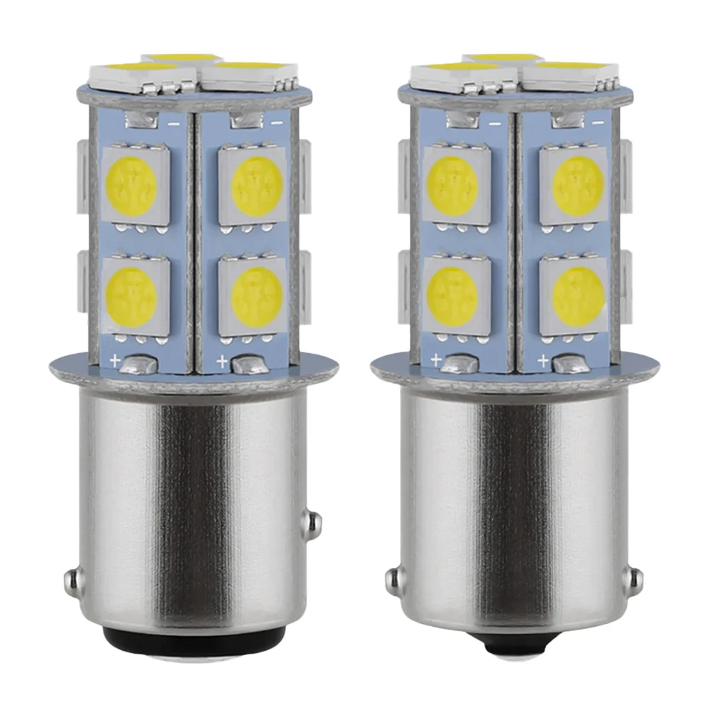 2X 1157 BAY15D 1156 BA15S P21 5W White Red 13smd Brake Parking Tail License Plate Lights Turn Signal Lamp Auto Rear Reverse Bulb