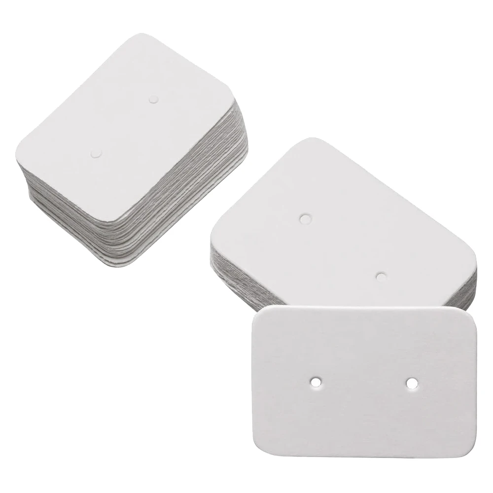 50PCS Small Blank Kraft Paper Ear Studs Earring Display Cards Price Label Tag Jewelry Cards Holder, 3.5 x 2.5cm (White)