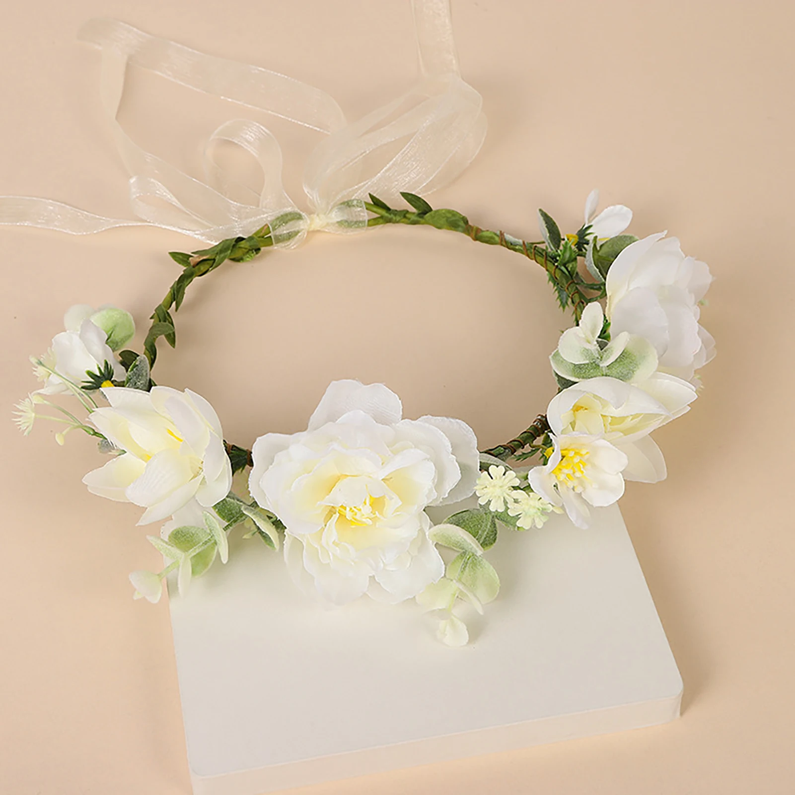 Bride Garlands Artificial Flower Headband Wedding Hair Accessory For Party Photos Sweet Floral Wreath Elegant Bridal Headpiece