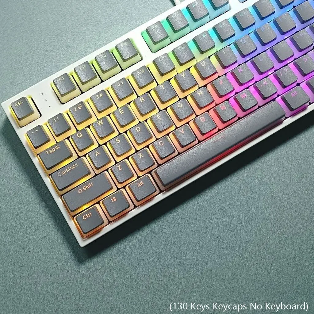 130 Keys Half-Transparency OEM Height Keycaps PBT DIY Gamer Customization For 61 87 98 104 108 Keys Mechanical Keyboard