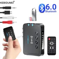 Transmisor receptor NFC Bluetooth 6,0 FM estéreo AUX 3,5mm Jack RCA adaptador de Audio inalámbrico manos libres óptico para TV altavoz de coche
