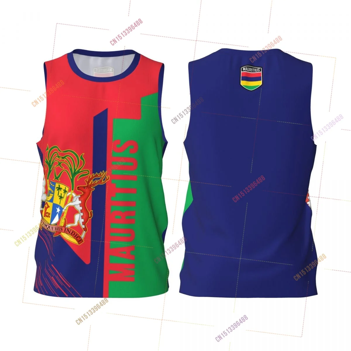 2027 Mauritius 3D Flag Sports T-shirts Men Clothing Breathable For Basketball Running Fitness T shirt