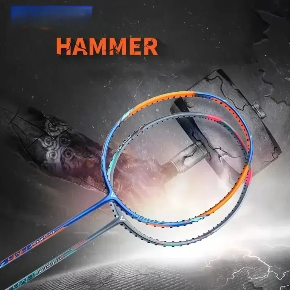 سوبر ضوء 4U 5U 6U عالية التوتر مضرب كرة الريشة TK-HMR مضرب كرة الريشة 100% الكربون الدافع المطرقة مع Strung #1