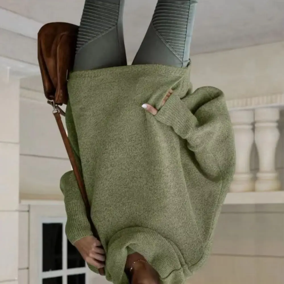 

Женские вязаные топы с воротником-стойкой, длинным рукавом, однотонные, свободного кроя, осенне-зимние пуловеры