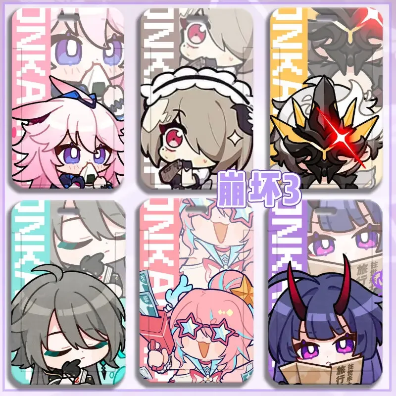 Honkai Impact 3 Q Version Illustration Business Card Holder Retractable Credit Card Holders Bank ID Holders Bus Card Cover Cases