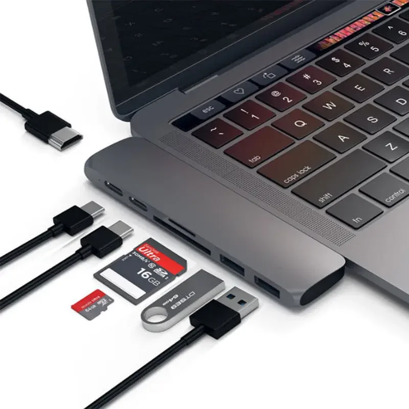 USB 3.1 Type-C Hub To HDMI Adapter 4K Thunderbolt 3 USB C Hub with Hub 3.0 TF SD Reader Slot PD for MacBook Pro/Air 2018