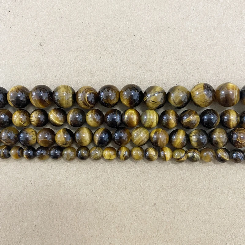 Natural Stone AB+ Quality Brown Gold Color Tiger Eye Agate Round Loose Beads 15\