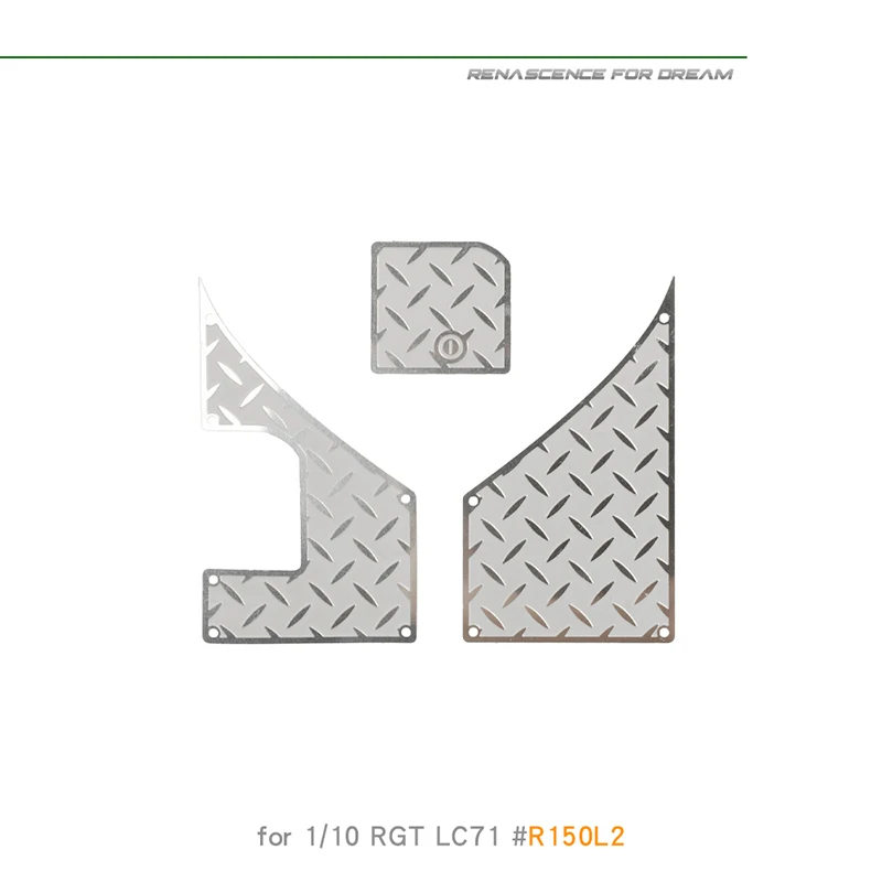 Jupe latérale et réservoir en acier inoxydable, panneau décoratif, Grille d'admission d'air, Table de décoration pour voiture sur chenilles 1/10 RC Traxxas RGT LC71