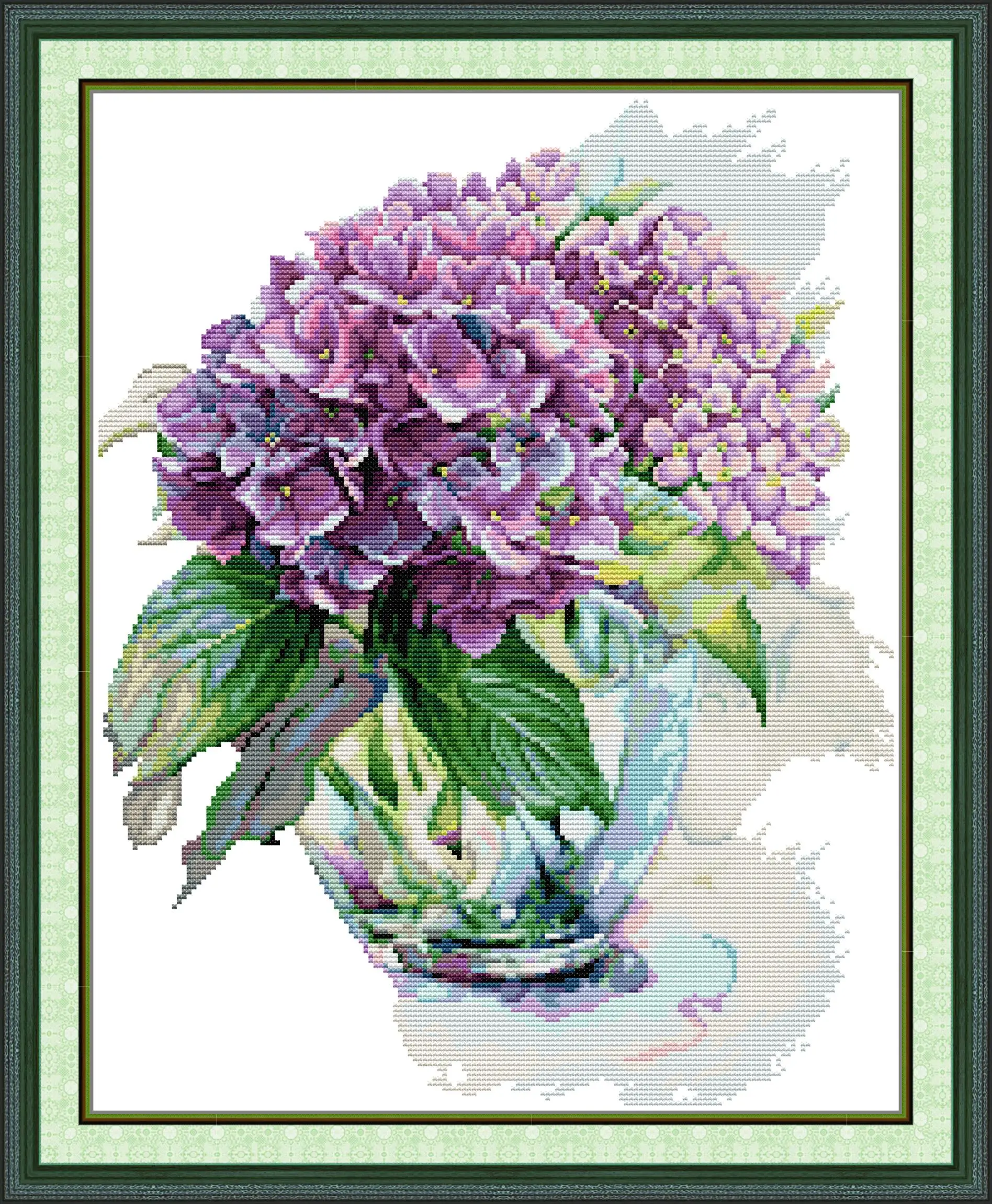 

Maydear Full Cross Stitch Kit, 11CT/14CT/16CT/9CT Aida Fabric,DMC Threads Sewing Pattern Embroidery Set-Hydrangea 2