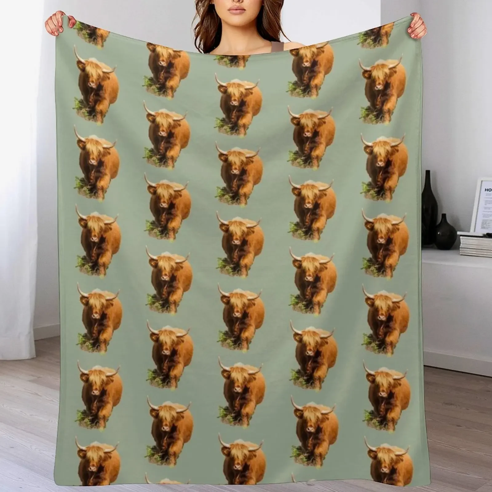 Strolling Highland Cow Throw Blanket Lightweight Warm Blanket for Indoor Outdoor Use