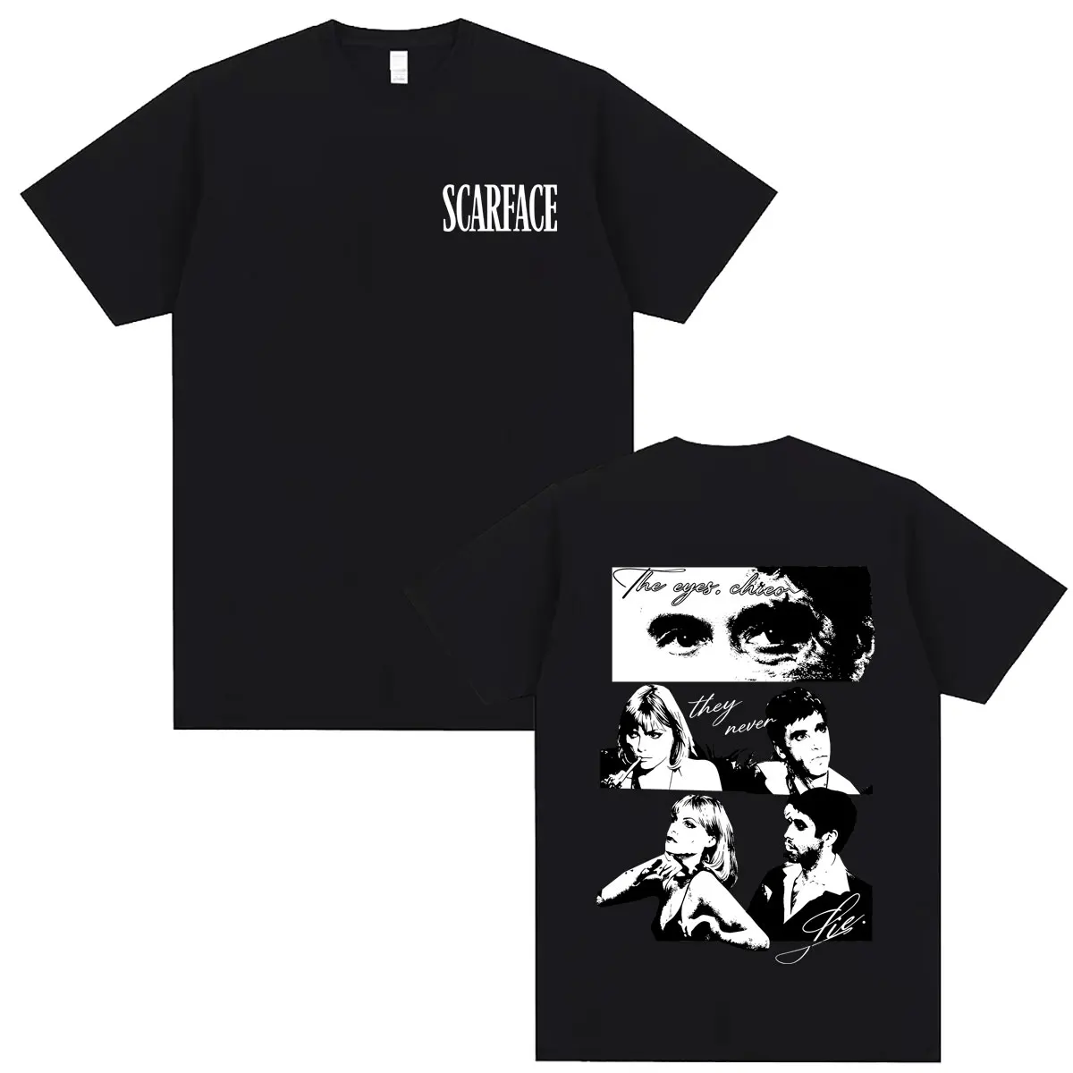 

90s Classic Gangsters Movie Scarface T Shirts Tony Montana Al Pacino Eyes Graphic T-shirt Men Women Vintage Oversized Streetwear