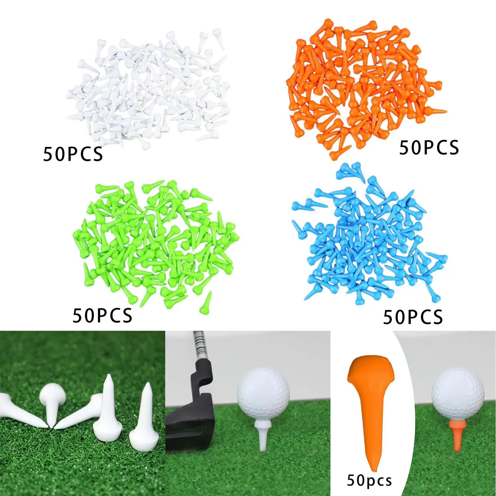 50x Golf Tees Practicing Portable Hitting Reusable Golf Ball Holder Training Aid for Beginners Adults Indoor Golfer Men Women