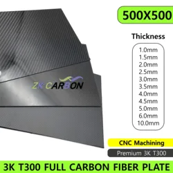 500x500mm Full 3K Carbon Fiber Sheet Plate High Strength Carbon Board Panel Thickness 0.5mm 1mm 1.5mm 2mm 2.5mm 3mm 4mm 5mm