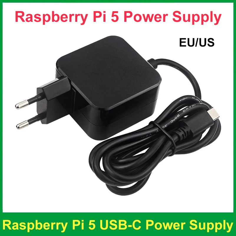 

Raspberry Pi 5 PD 27W Type C Power Supply 5.1V 5A USB-C Power Adapter EU US Charger Plug