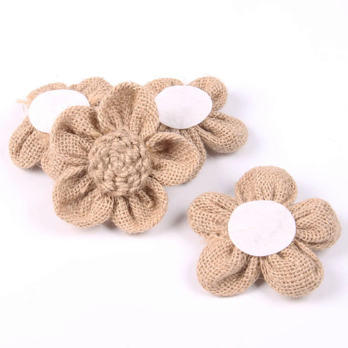 

6 Pcs Decoration Five-petal Flower in Linen Hessian 5-petaled Twist Rustic Wedding