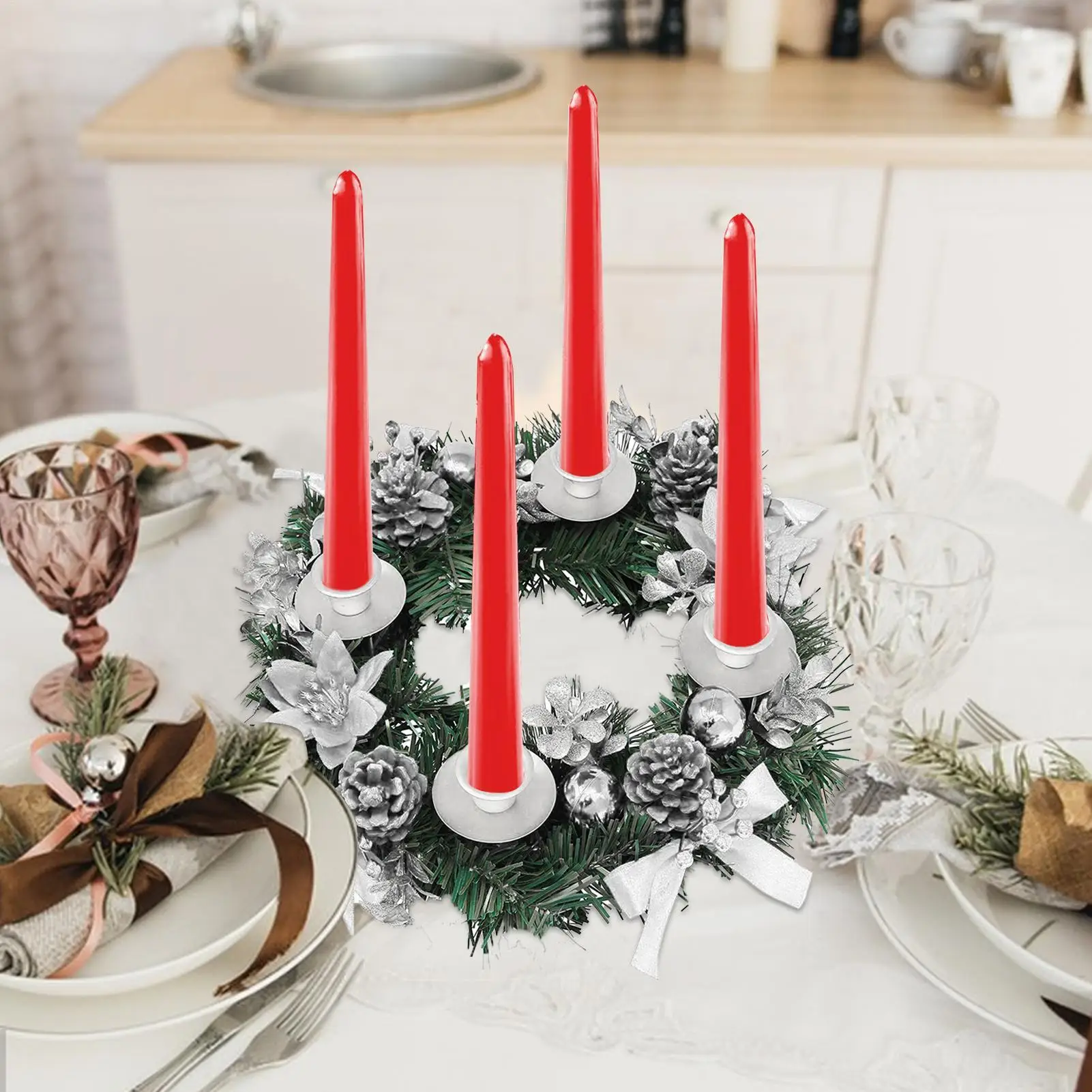 Christmas Wreath Candle Holder Tabletop Wreaths Candle Holder Christmas Table Centerpiece Decoration Candle Holder Wreath For