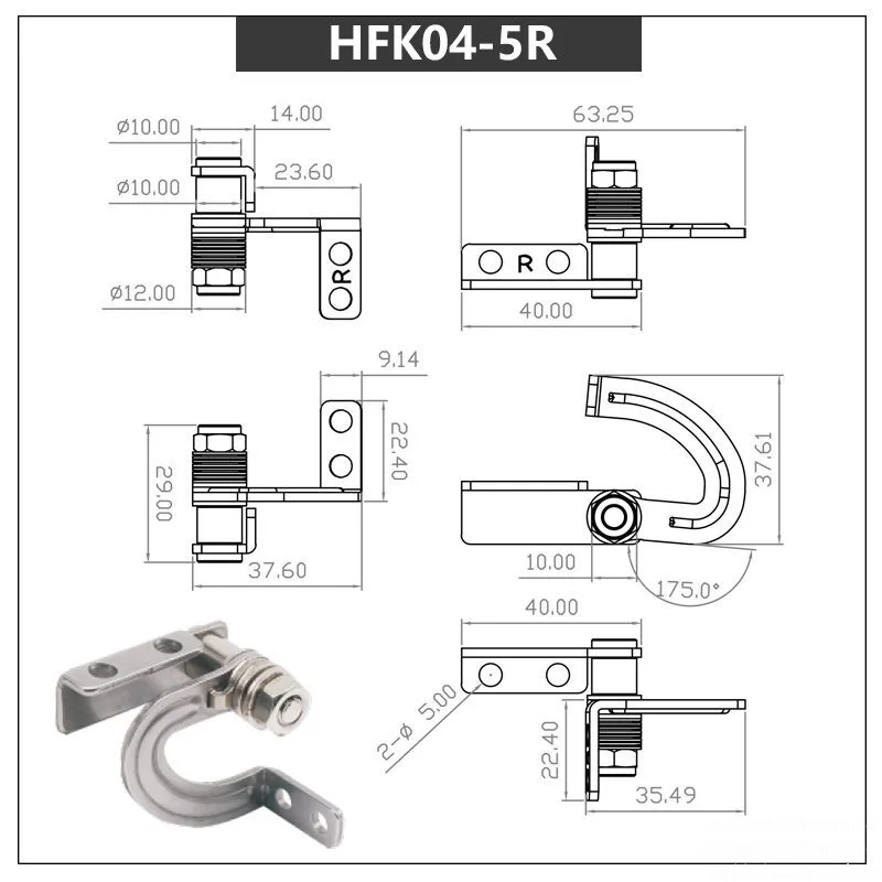 Hinge hidden large bend damping hinge adjustable torque positioning free stop HFK04-5/15/45 shaft