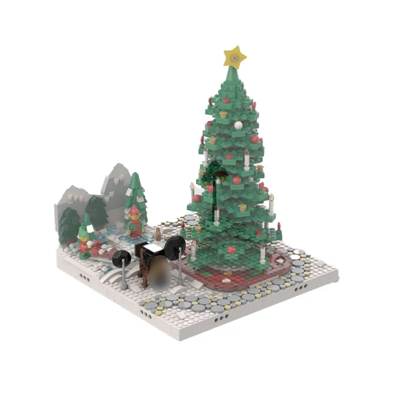 

Строительные блоки MOC, серия Street View, зимняя деревня-дисплей для набора, модель «сделай сам», сборка кирпичей, головоломки, игрушки, рождественский подарок, 358 шт.