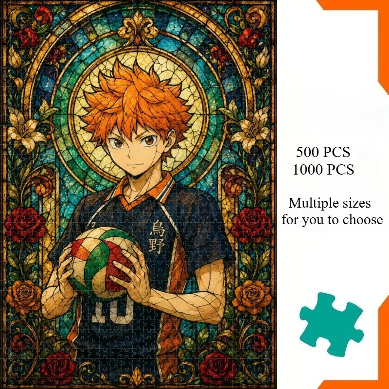 Adult Jigsaw Puzzle 500/1000 Pieces Puzzle Haikyuu Stained‑Glass Paper Puzzle Decorative Painting Exercise Brain Thinking