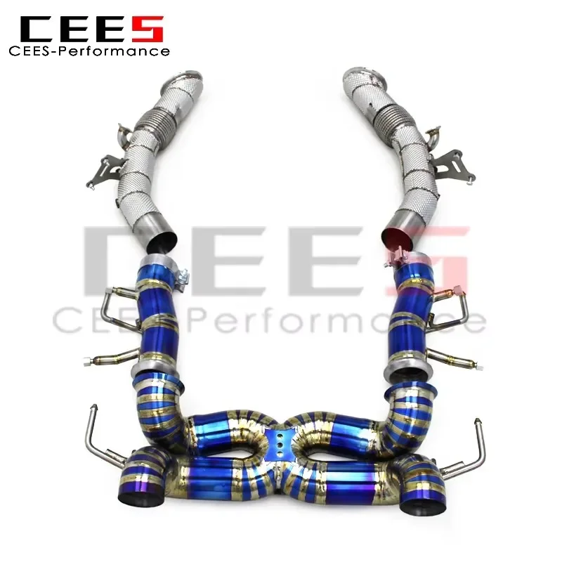 CEES Catback Exhaust Downpipe 76MM Pipes for Ferrari SF90 3.9T V8 2019-2023 Titanium Alloy Exhaust System Pipe Muffler Assembly