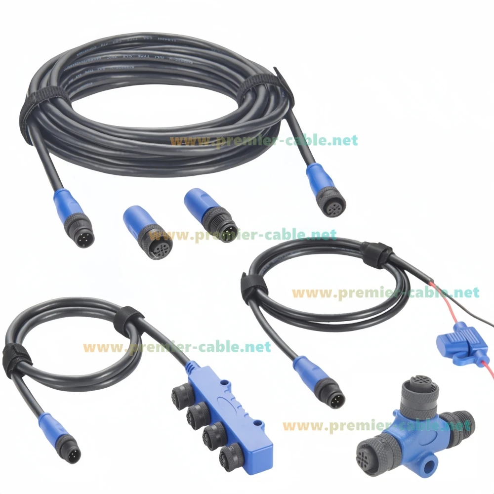 NMEA 2000 N2K Starter Kit Marine Grade Backbone Drop Cable 4 พอร์ต T-Splitter Cable Terminators สายไฟสําหรับ Lowrance Simrad