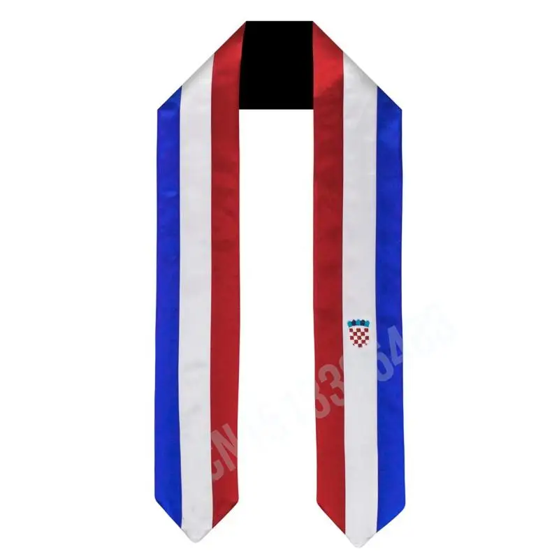 

Croatia Flag Scarf Top Print Graduation Sash Stole International Study Abroad Adult Unisex Party Accessory