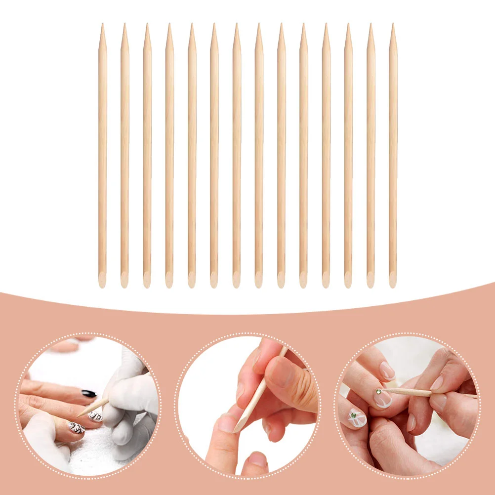 100 Stuks Nagels Gereedschap Pantser Disarmor Stick Polish Remover Sticks Voor Houten Orangewood Khaki Manicure Benodigdheden