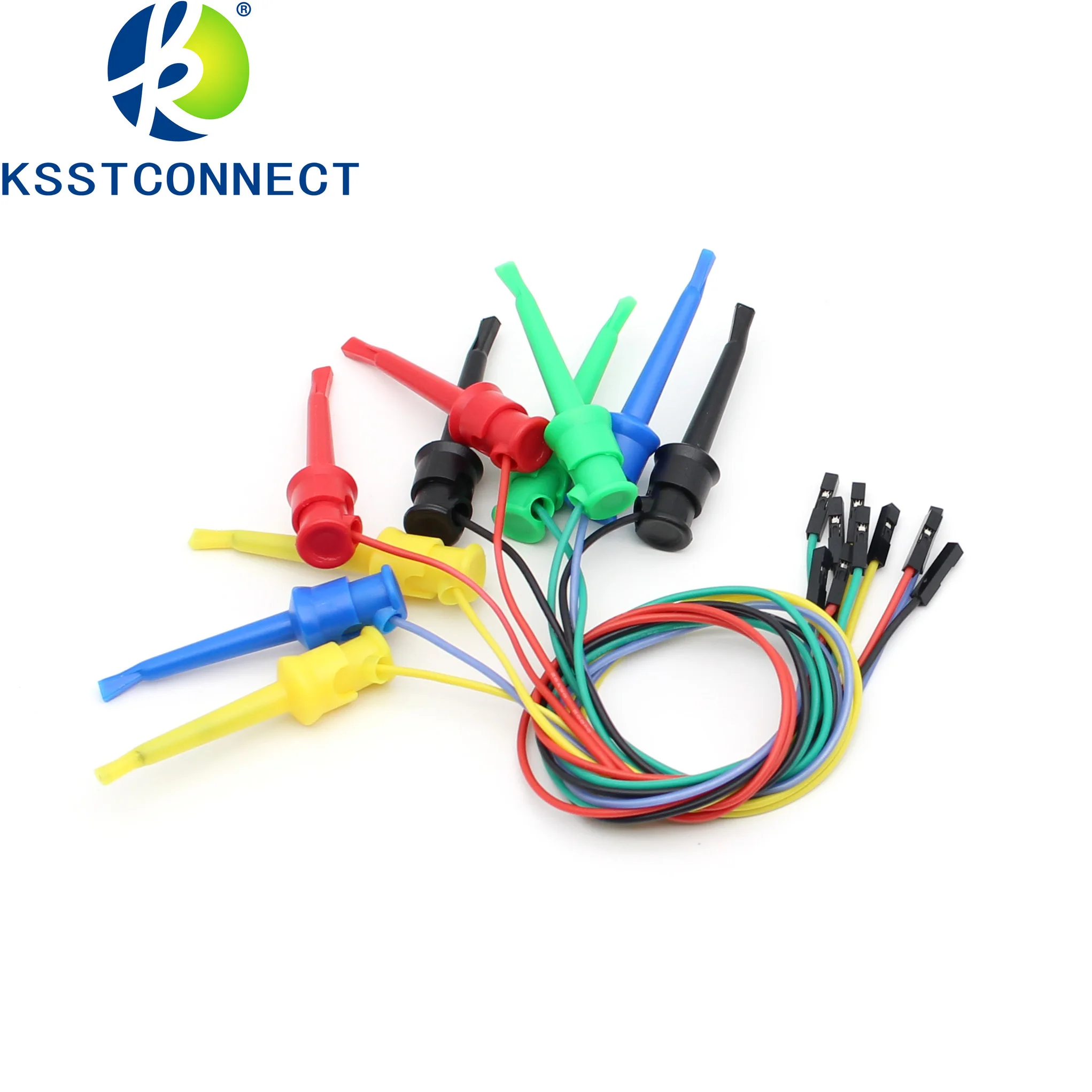 Imagem -02 - Cabo de Silicone para Osciloscópio Breadboard Analisador Lógico Clipe Gancho de Teste Dupont Masculino e Feminino Jumper Wire 26awg 10 Pcs