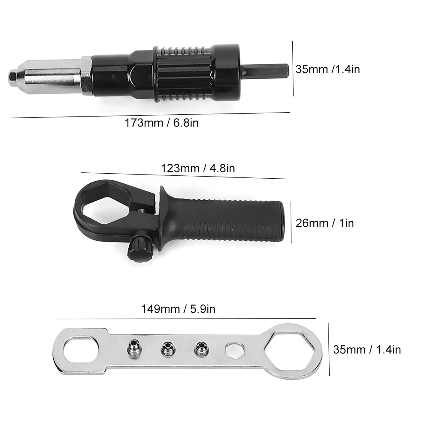 Ensemble d'inserts d'adaptateur de rivets en acier allié de haute dureté Durable pour outils de poignée électrique