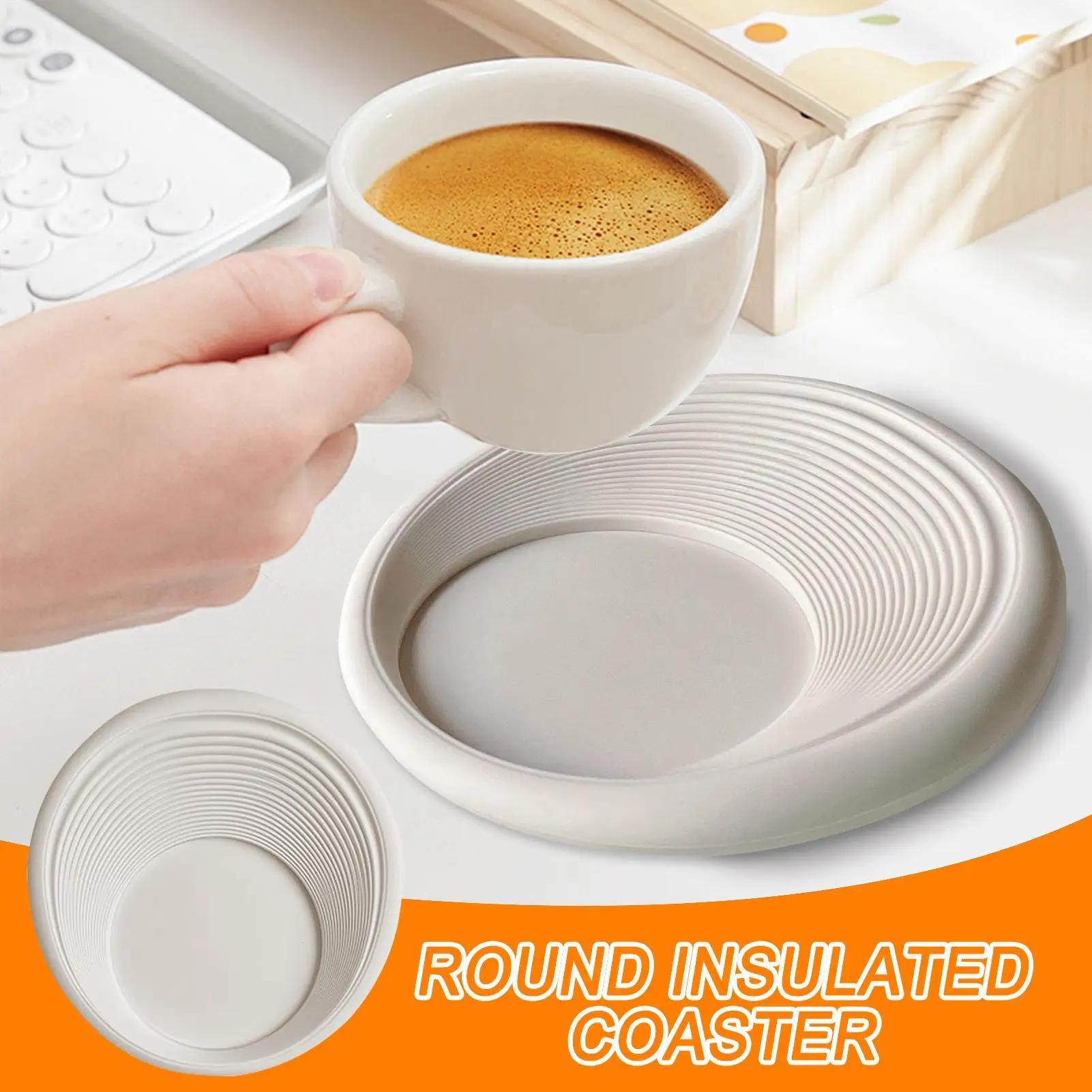 

Coasters For Drinks Round Non-slip Reusable Mats Silicone Cup Placemat For Coffee Desk Table Offices Outdoor Picnic Thanksgiving