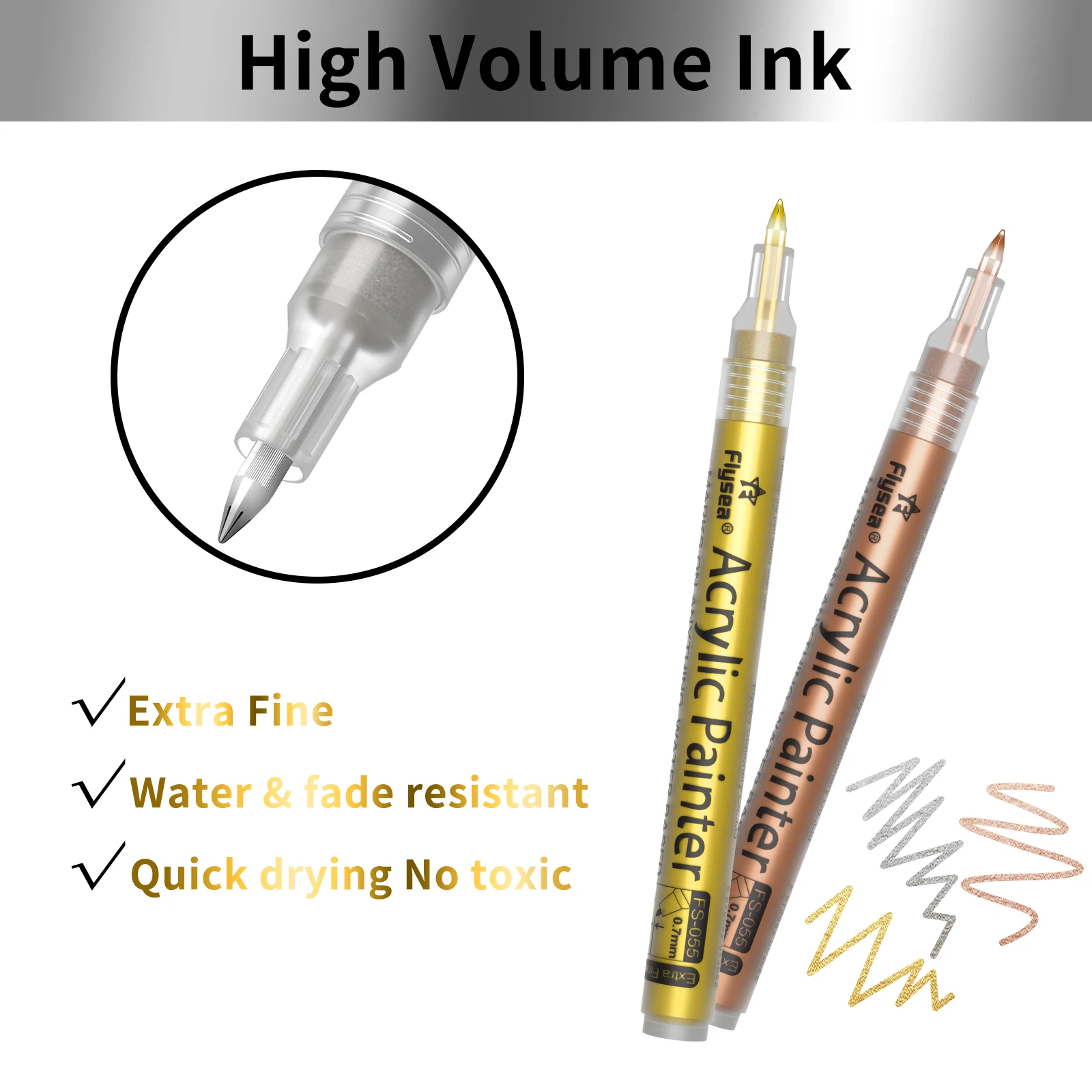 Acryl-Farbmarker-Set 6/12/28 Farben 0,7mm/3,0mm Acryl-Kunstmarker für Stein Glas Leinwand Metall Keramik Tasse Holz Kunststoff – Detail 21