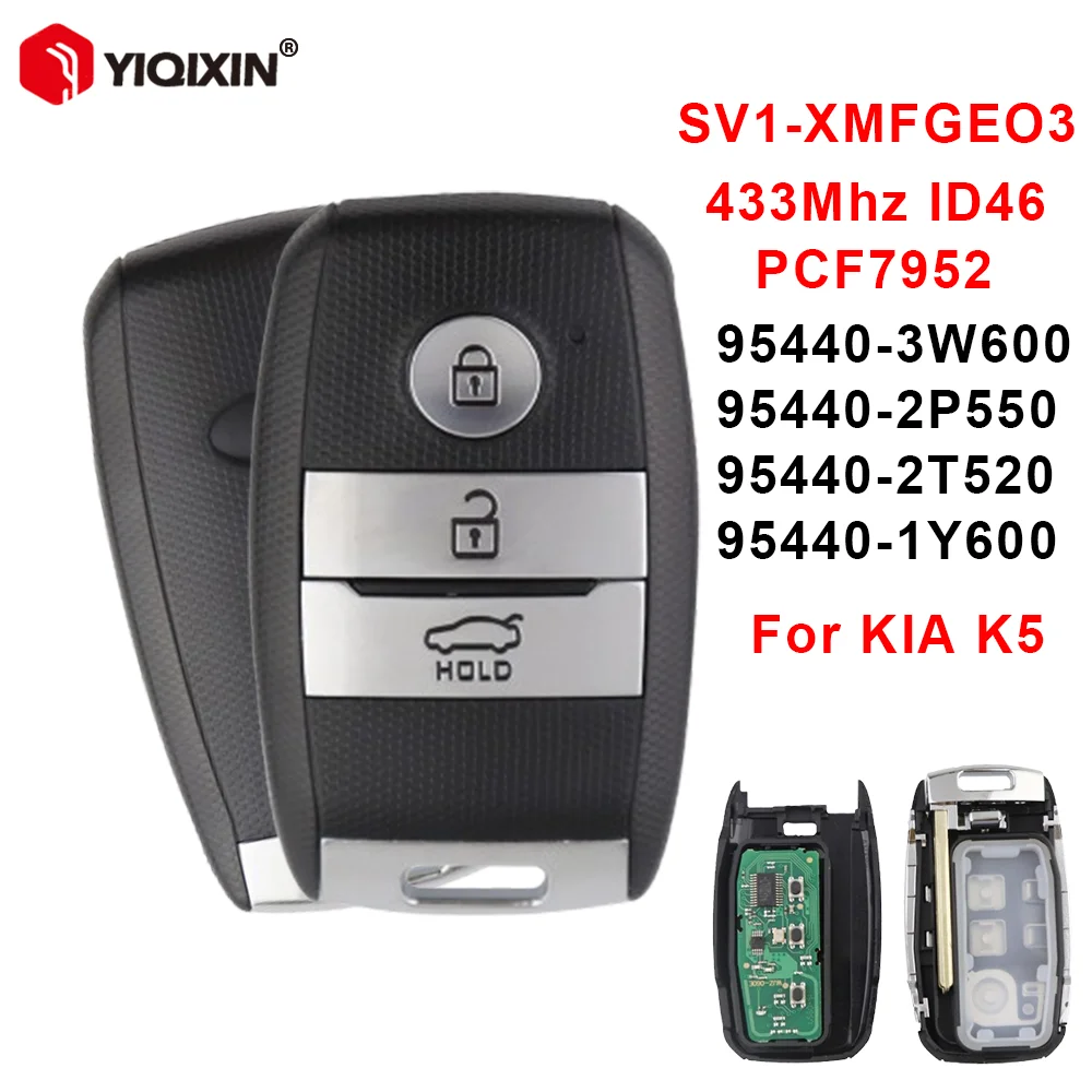 YIQIXIN For KIA K5 Sportage Picanto Optima Sorento CARENS RONDO SV1-XMFGEO3 Keyless 433MHz ID46 PCF7952 Chip Remote Car Key