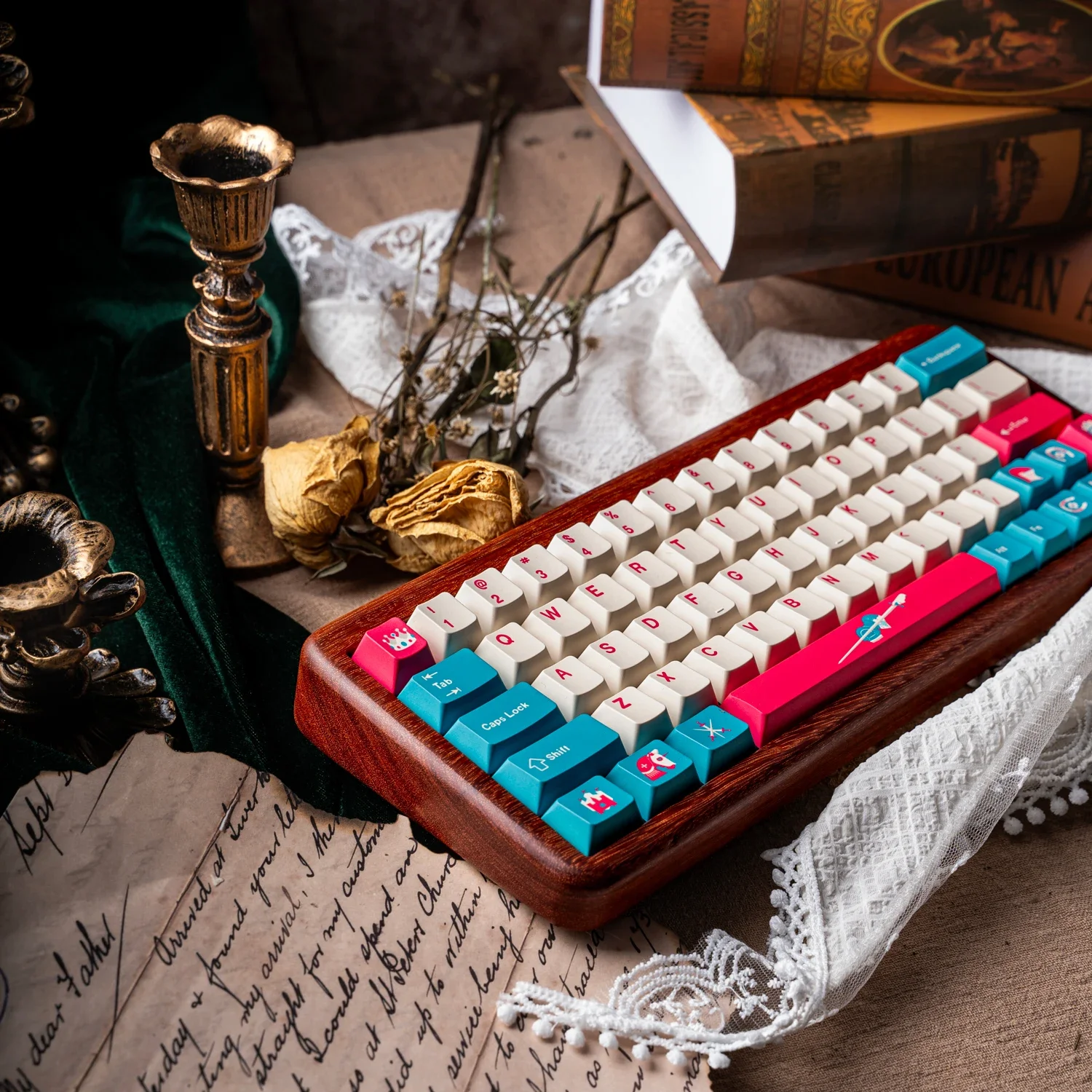 

160 Keys Keycaps for Mechanical Keyboard PBT Dye Sublimation Cherry Knight and Princess Girl Gift Blue Pink Mad 6068he AULA F75