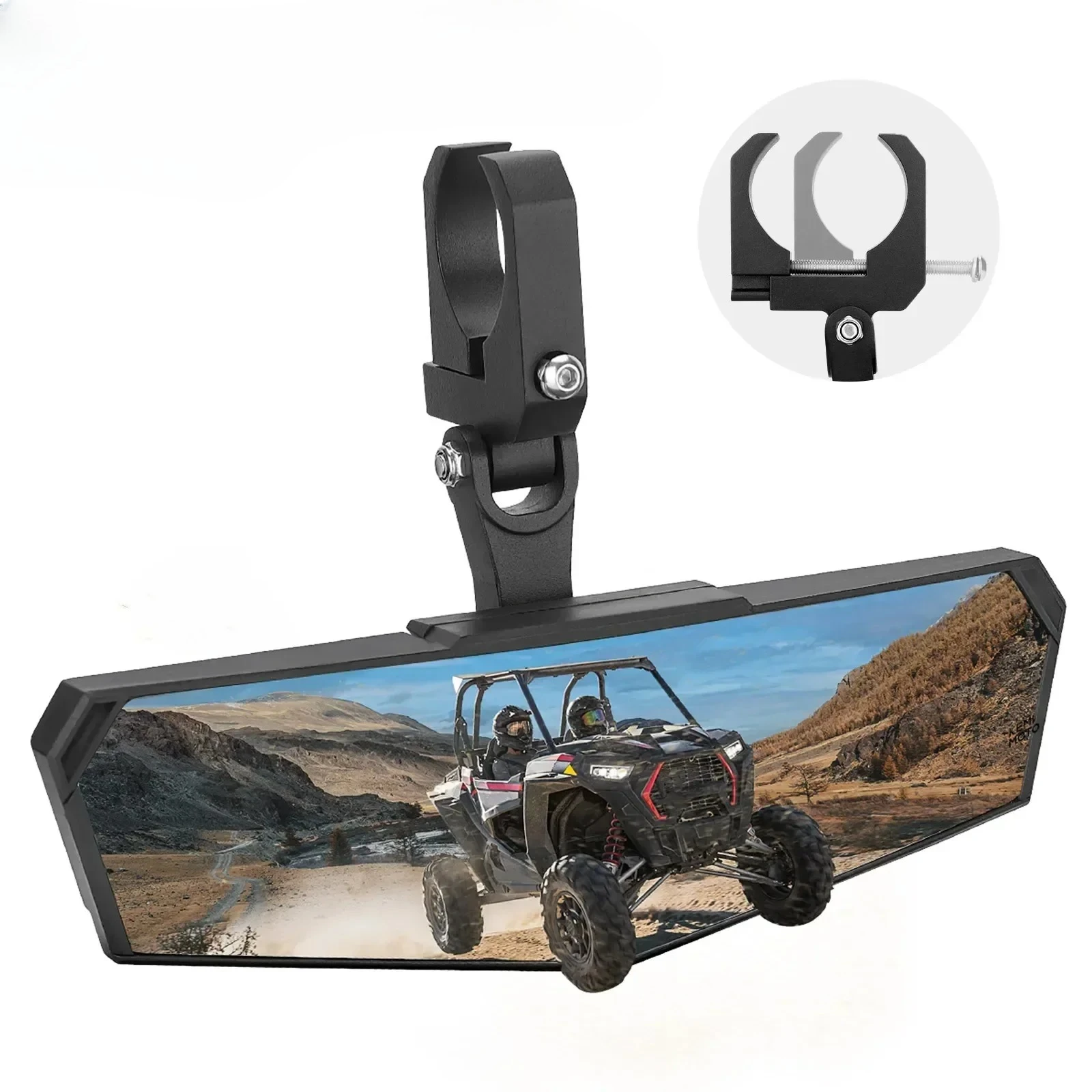 

UTV ATV Rear View Mirror 360° Adjustable 1.5-2In Adjustable Aluminum Alloy for Polaris RZR Can Am Maverick X3 UTV Accessories