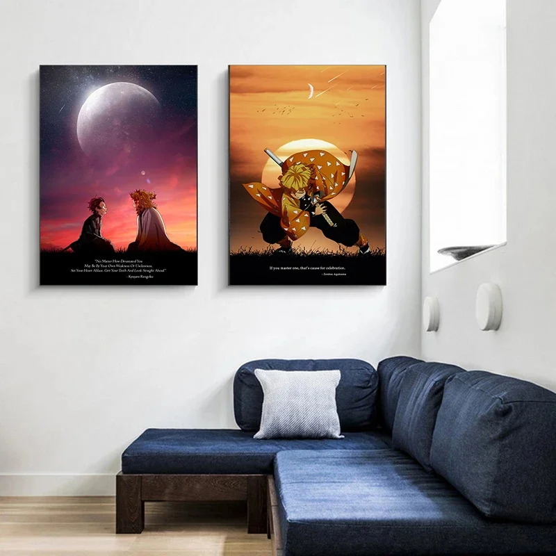 Canvas Painting Print Funny Wall Art Picture Anime In Silhouette Zenitsu Agatsuma Poster for Living Room Decor Cuadros