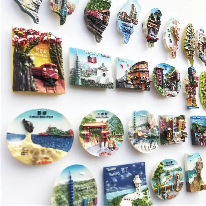Taiwan Alishan Taroko Yeliu Kaohsiung Hualien Scenic Tourism Souvenirs Magnetic Refrigerator Stickers