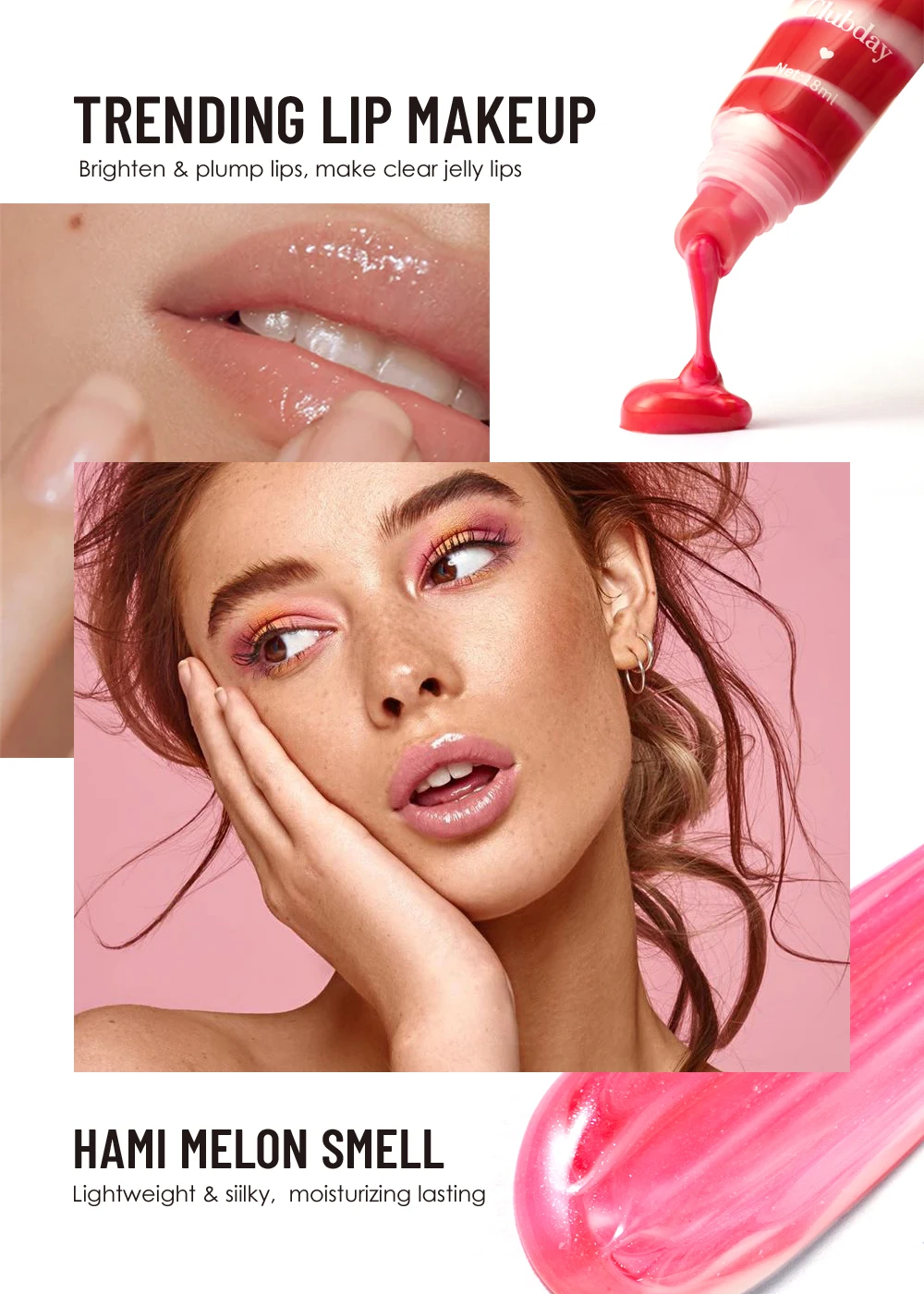 Clubday 4 色スーツパールファイングリッター保湿栄養スパイラルフルーツ口紅耐久性のある簡単な着色チューブリップ